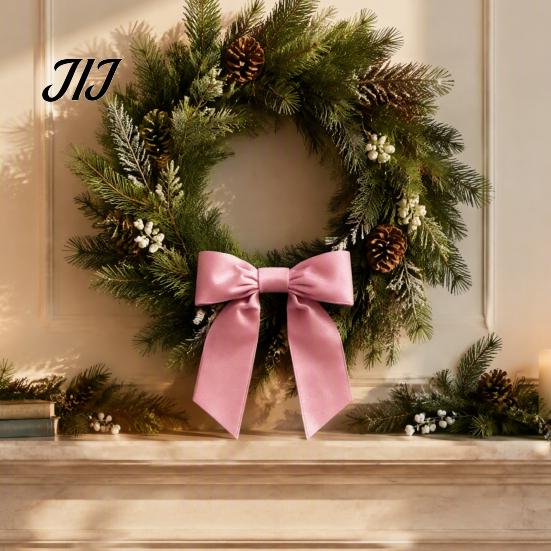 Reusable Velvet Bows 2Pcs Christmas Bows, Holiday Hanging Wall Decor for Tree Luxury Gift Box Knots Topper, Wedding Backdrop, Bridal Shower, Birthday
