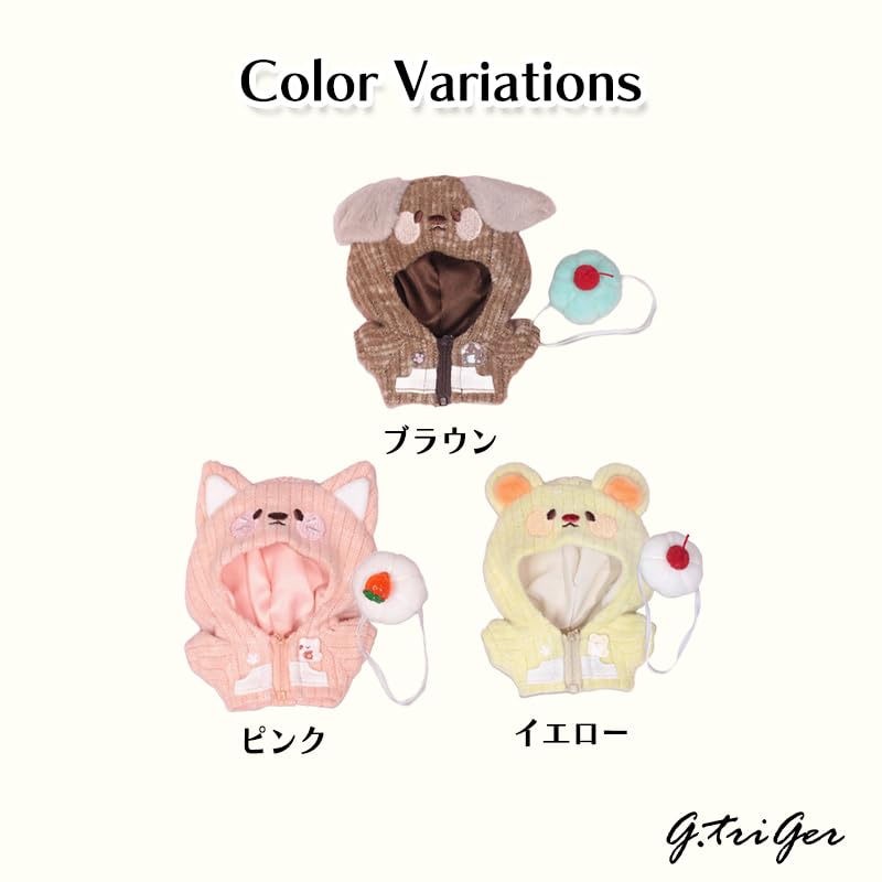 Animal Hoodie & Whip Headband Set for 10cm, Pink [Used]