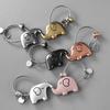 Backpack Accessories Wire Ring Couple Keychain Lovers Lanyard Bag Ornaments Kiss Elephant Pendant