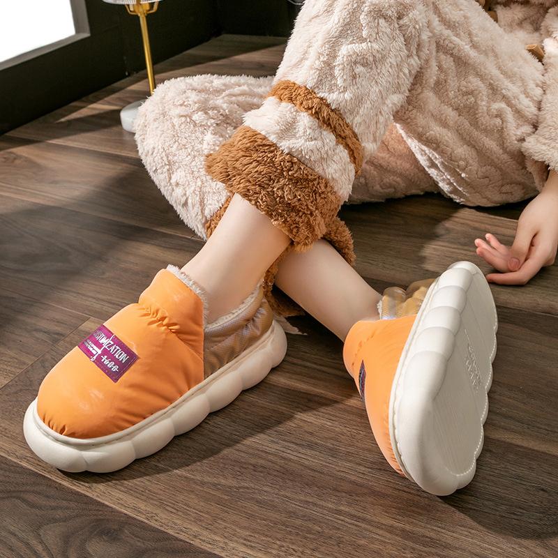 Зимние женские тапочки Toast, теплые плюшевые хлопковые тапочки для мужчин, домашняя нескользящая обувь на толстой подошве с мехом для пар