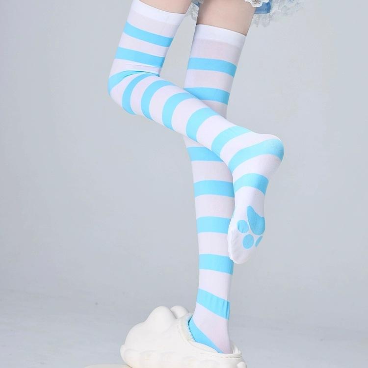 Женские Чулочно-носочные изделия Высокие Гольфы выше колена Длинные Хлопковые Чулки Вязаные Теплые Носки Черные Белые Красные Полосатые Рождественские