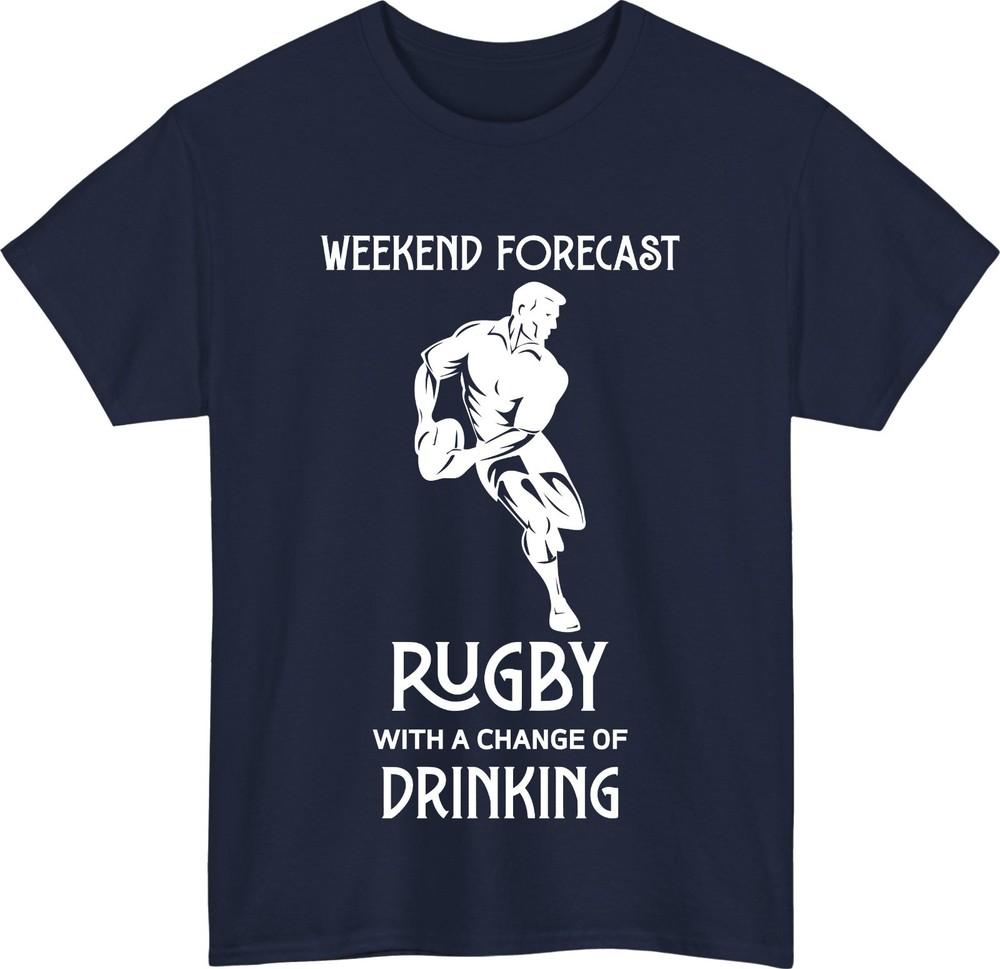 Weekend Forecast Rugby Sports TShirt Funny Drinking Player Sarcastic Tee
