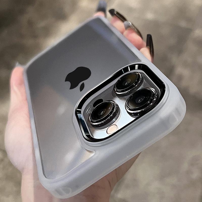 Fashion Metal Frame Case For iPhone 15 14 13 12 11 Pro Max Plus Transparent Acrylic Soft Shockproof Bumper Cover