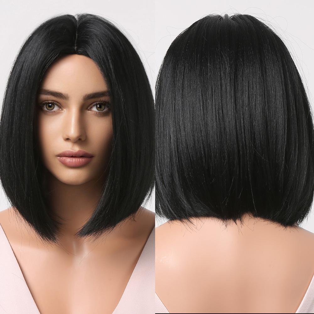 BLONDE UNICORN Синтетический парик пикси, черные парики для женщин, высокотемпературное волокно, прямые волосы, ежедневное использование для косплея