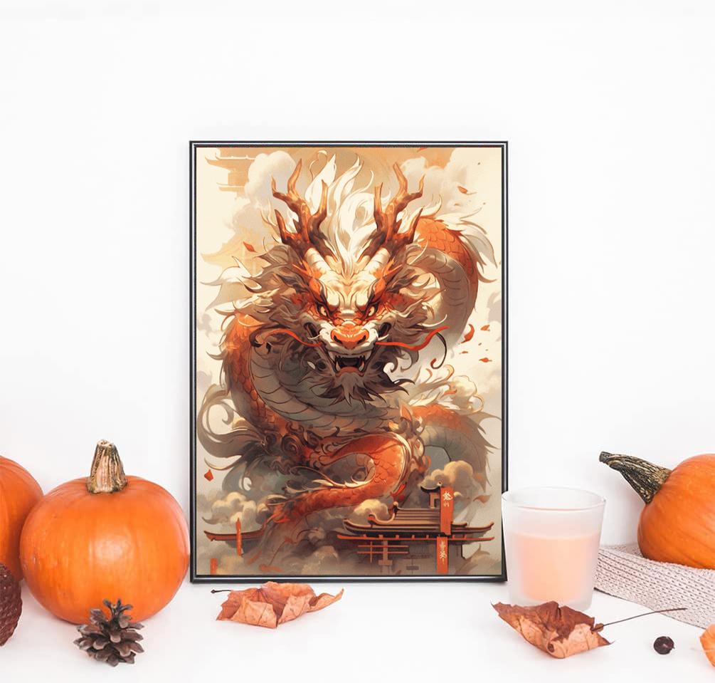 DIY Алмазная картина Властный дракон на крыше Набор для вышивки крестом Мозаика Искусство Алмазная картина Полный круг/Квадратный алмаз Украшение дома