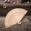 Hand Fragrant Party Carved Bamboo Folding Fan Chinese Wooden Fan Vintage Hollow