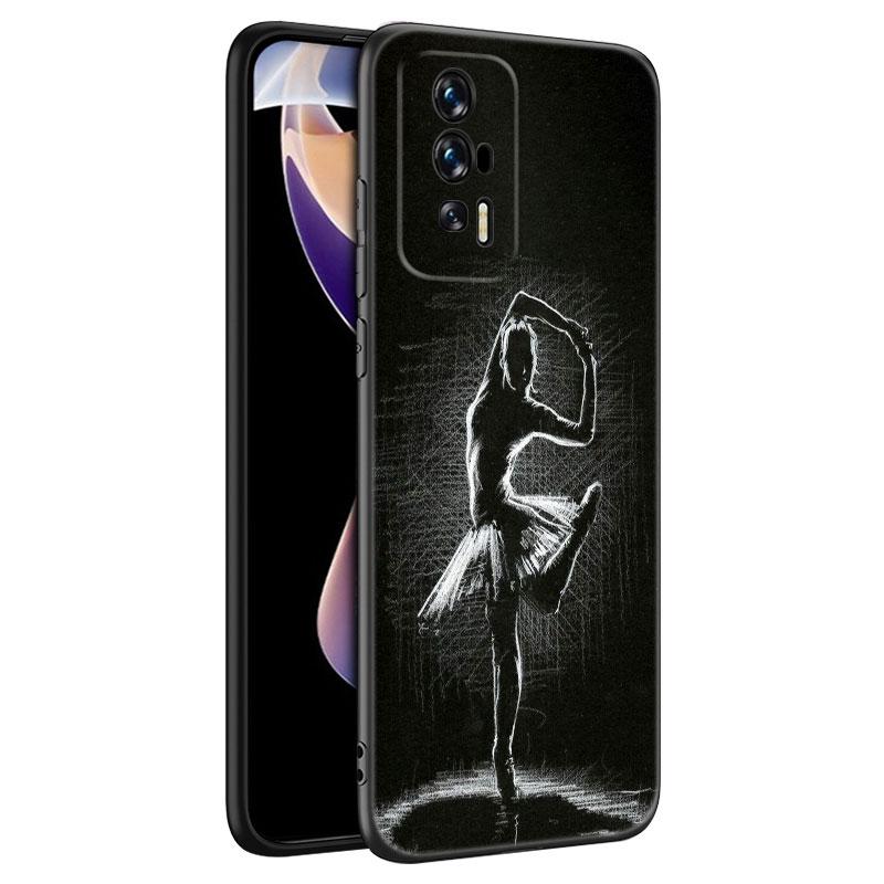Черный силиконовый чехол для телефона с балериной для Xiaomi Redmi 7A 8A 9A 10A 11A 9C 10C 12C 13C 11 Prime A1 A2 Plus 12 4G Note 9T 12R