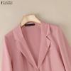ZANZEA Женский повседневный тонкий кардиган с длинным рукавом и отложным воротником, блейзер