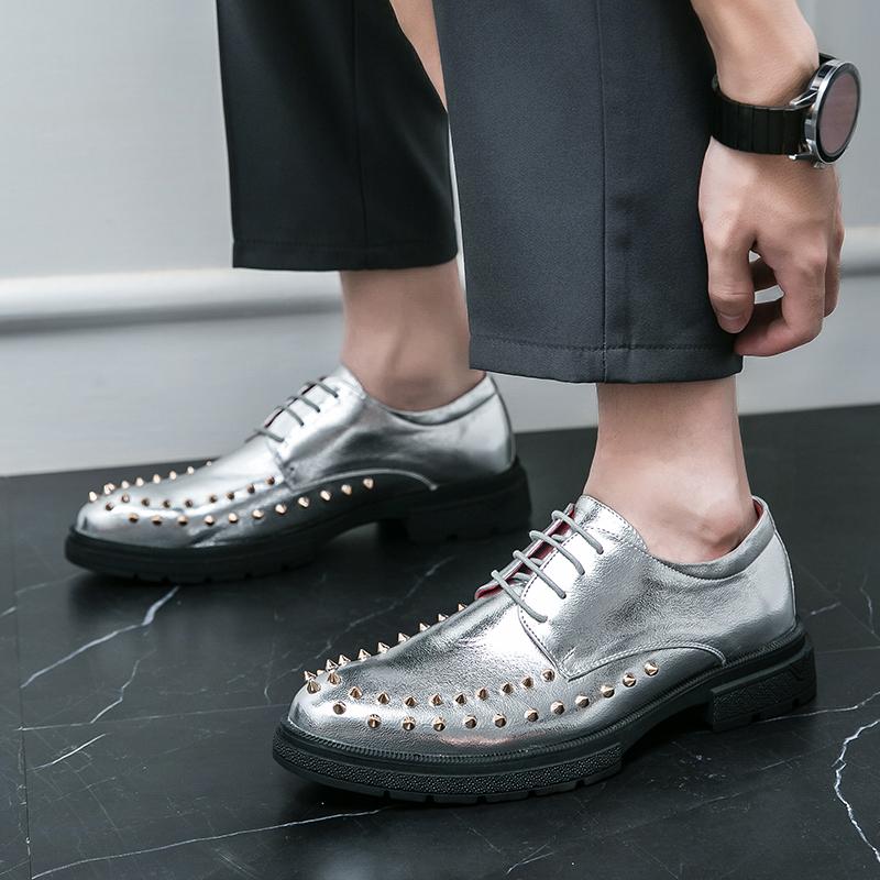 Мужские туфли на шнуровке Классические золотые лакированные туфли из кожи Повседневная обувь Мужские туфли на шнуровке для клуба Вечеринка мужские оксфорды Мокасины Балетки