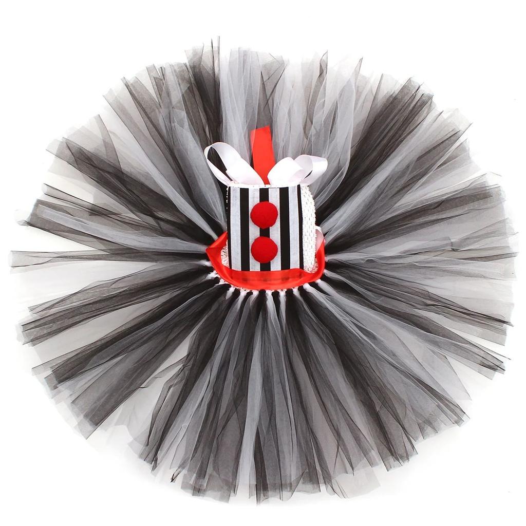 Костюм Клоуна-Убийцы для Девочек на Хэллоуин Платье для Переодевания Черно-Белое Страшный Ужасающий Джокер Пачка Платье Детская Маскарадная Карнавальная Одежда