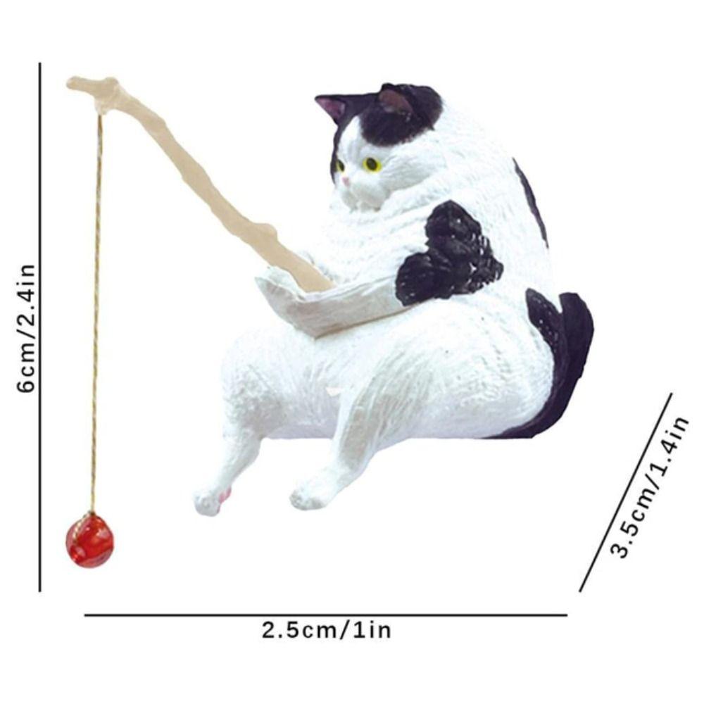 Cute Cat Fishing Fish Tank Ornaments Creative Mini Kitten Fishing Ornament Aquarium Tanks Miniature Figurines Decoration