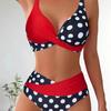 European & American Sexy Slimming Backless Bandage Print Triangle Bikini