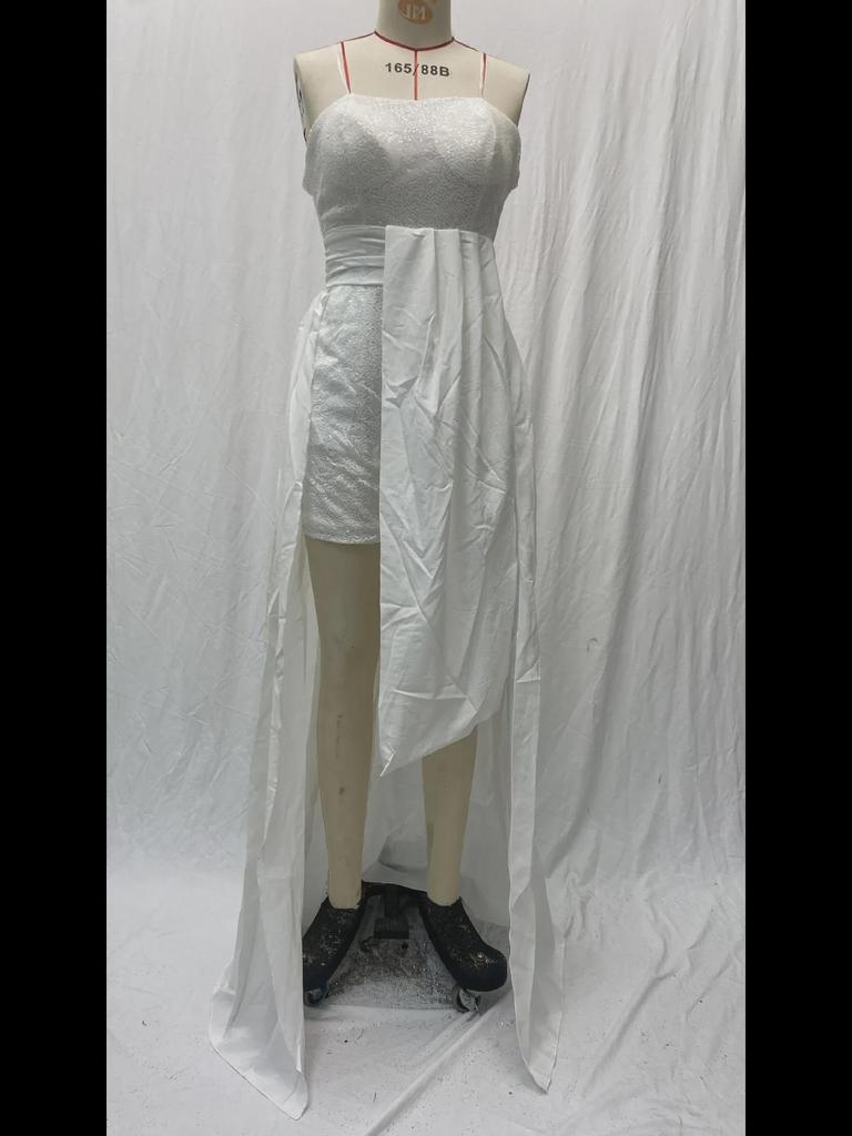 Весна 2025 Женское облегающее белое кружевное мини-платье с V-образным вырезом