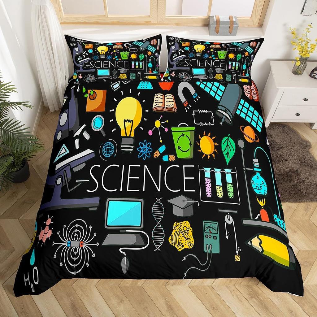 Научная формула Пододеяльник Кинг 2/3 шт. Комплект постельного белья с математическим уравнением для мальчиков и девочек Химия Математика Геометрия Предмет Покрывало для одеяла