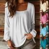 2025 New Women's Solid Color U-neck Pullover Long-sleeved Women's Tops