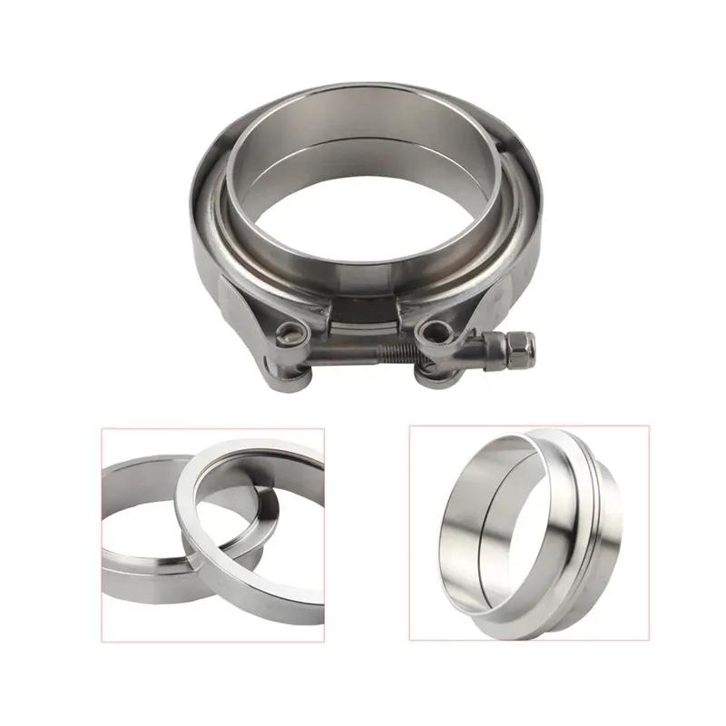 Broyear NEW 2" 2.5" 3" 3.5" 51mm 57mm 63mm 76mm Self Aligning Male/Female V-Band Vband Clamp CNC Stainless Steel Flange Kit