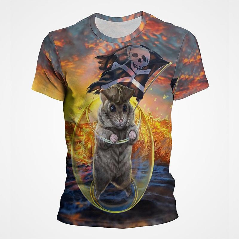 Детская футболка с 3D-принтом кошки, животного, красочная, забавная, с рисунком, в стиле хип-хоп, уличная, с круглым вырезом, летняя, повседневная, модная, уличная, Харадзюку, футболка, топ