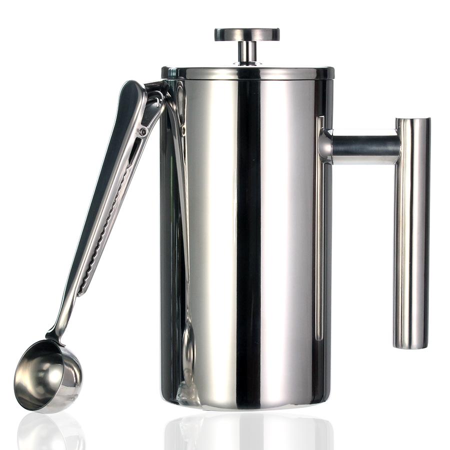 Best French Press Coffee Maker - Double Wall 304 Stainless Steel - Keeps Brewed Coffee or Tea Hot-3 Size with Sealing clip/Spoon