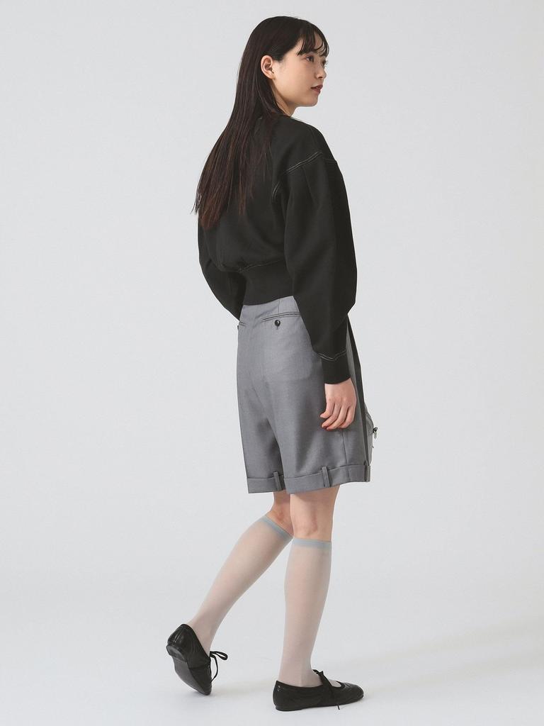 TEE Sweat Tuck Sleeve Crew Neck BLACK ONE SIZE [Raybeams] L/S Women's