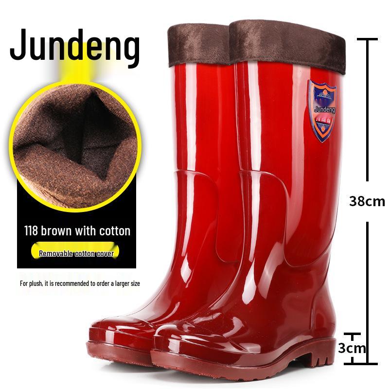 Мужские высокие резиновые дождевые ботинки песочного цвета, быстросохнущие - Водонепроницаемые, Нескользящие, Без сетки