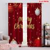 2pcs,2D Plane Printing Curtains Digital Printed Christmas Ornaments Snowflakes Merry Polyester Easy Install (without Rod)