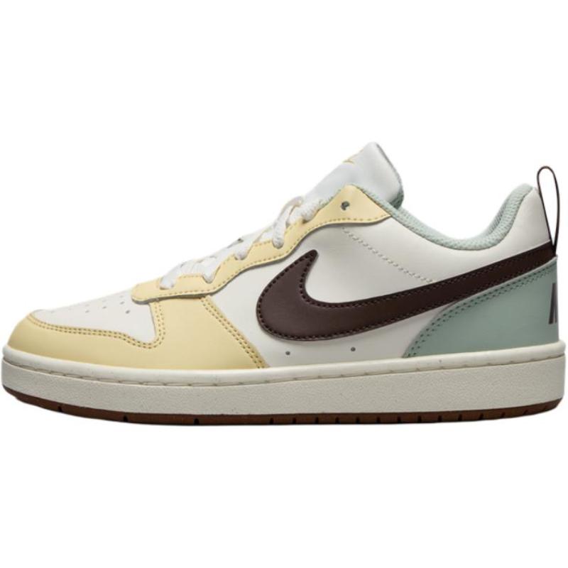 Nike Court Borough Slip Resistant Abrasion Resistant Low top Kids' Skateboarding Shoes White Yellow Sneakers HV1804-121