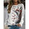 Autumn Women's T-Shirt Casual Long Sleeve Animal Pattern Print Street Crew Neck Female Oversized Clothing Outdoor T Shirts