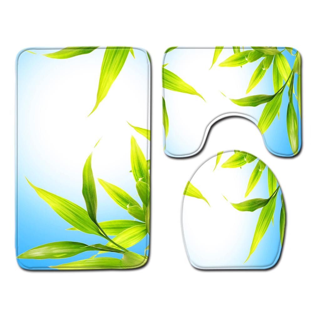 Small Fresh Toilet Three-Piece Floor Mat Bathroom Absorbent Non-Slip Carpet Door Mat