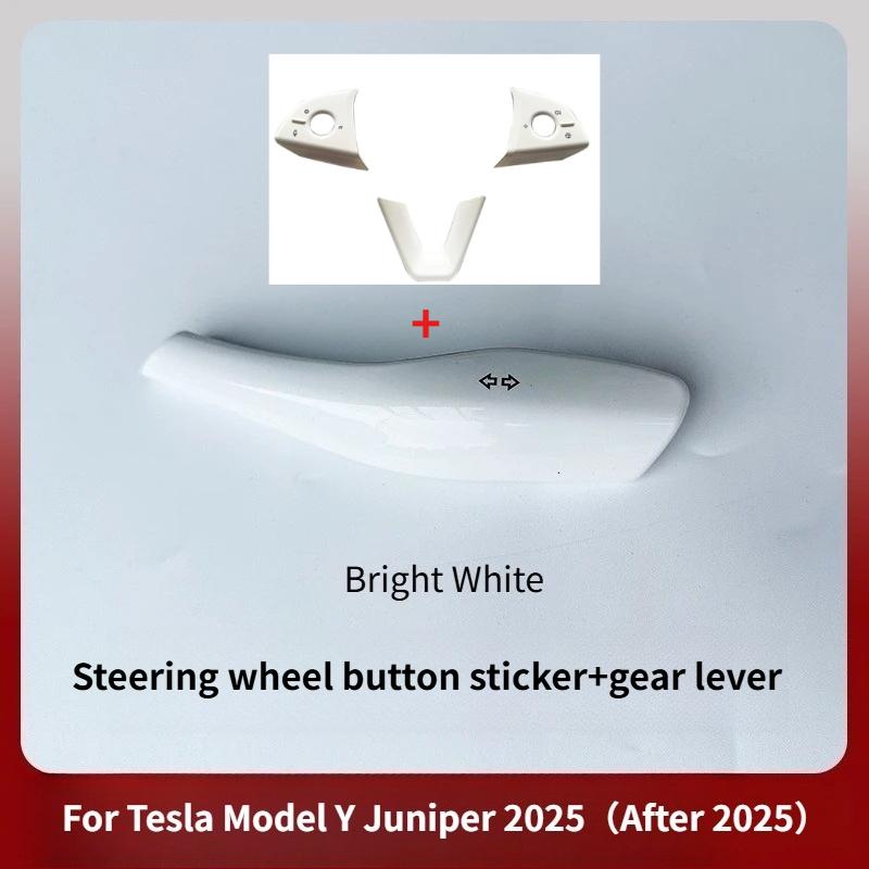 For Tesla Model Y Juniper 2025 ABS Carbon Fiber Steering Wheel Panel Button Trim Sticker Gear Lever Trim Interior Accessories
