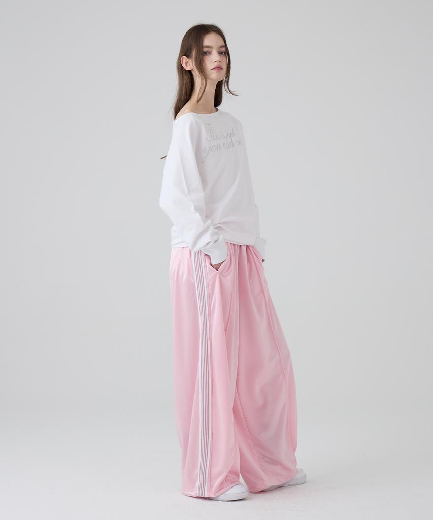 DANGLEDROP Dgdp Balloon Fit Curved Line Track Pants_Light Pink