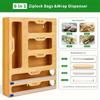 Bamboo Kitchen Organizer for Ziplock Bags,Foil&Plastic Wrap-Multi-Compartment Drawer Storage with Built-in Cutter,Leak-Proof Reusable Food-Safe Design