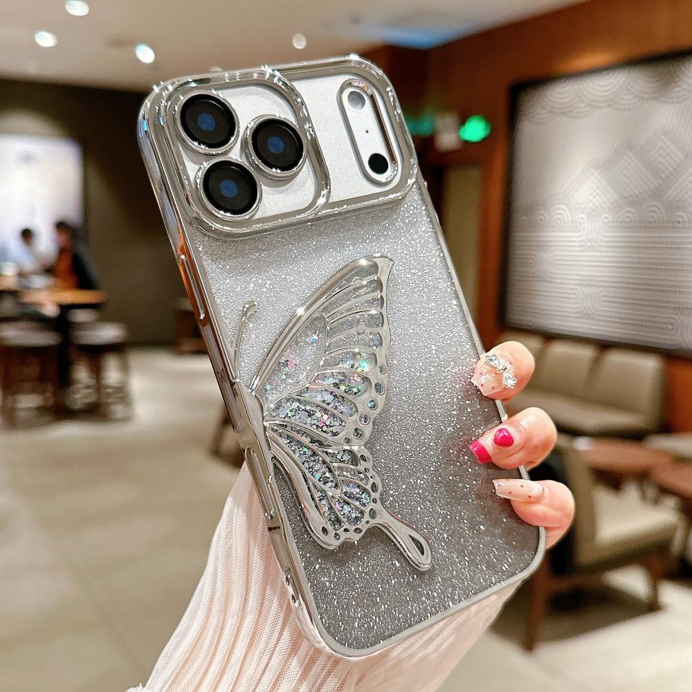 Flowing Sand Butterfly Glitter Phone Case For For Iphone 17 Pro 16 1 Plus 14 13 12 ProMax Plating Gradient Quicksand Cover