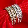 Кольцо широкой ширины, неувядаемая титановая сталь, двойные ряды, стразы, ювелирные изделия унисекс для свадебной вечеринки