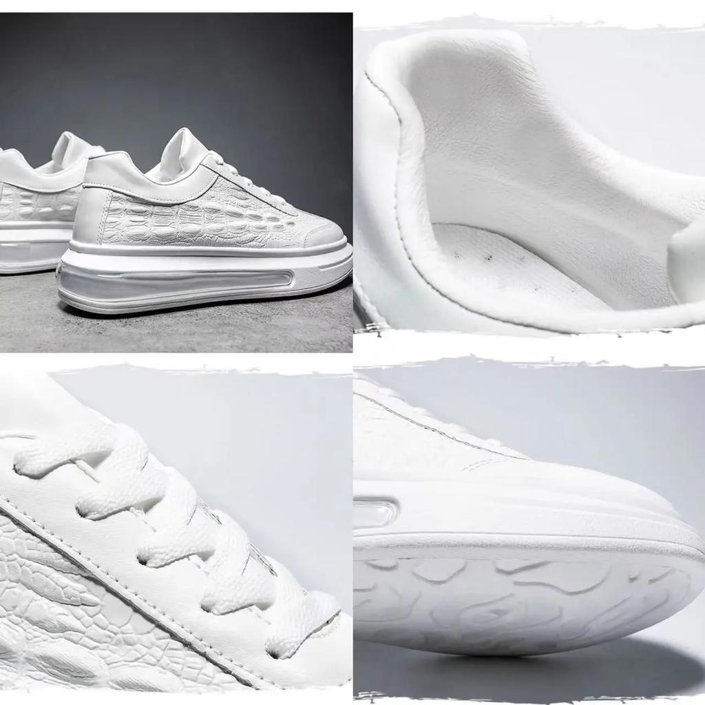 Модные кроссовки на воздушной подушке, мужская обувь, повседневные кроссовки на платформе для мужчин, лето 2024, новые удобные, однотонные, из кожи для отдыха