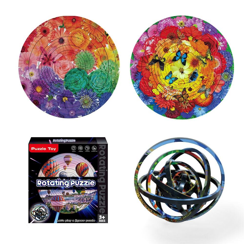 DIY 3D Rotating Puzzle Cat Double Sided Rotating Ball Toy Spinners Ball Jigsaw  Children/Adults