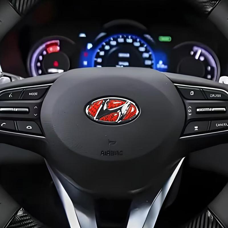 Carbon Fiber Epoxy Car Steering Wheel Stickers for Hyundai Tucson Solaris Elantra Sonata Lafesta Mistra I40 Accent Verna Logo hrd9