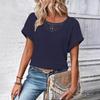 Весна Лето Женская Мода Футболка Европейский Американский Модный Коллекция Короткий Рукав Кружевная Отделка