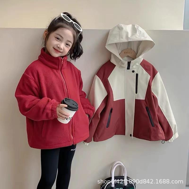 Модная куртка-шторм для девочек, осенне-зимнее детское повседневное пальто три в одном