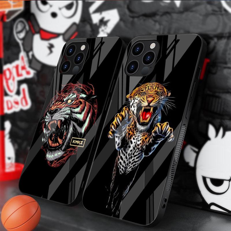 Чехол из закаленного стекла Tiger Animal для Apple iPhone 14 13 Pro 11 12 7 8 Plus SE 2022 XR X XS Max 6 6S