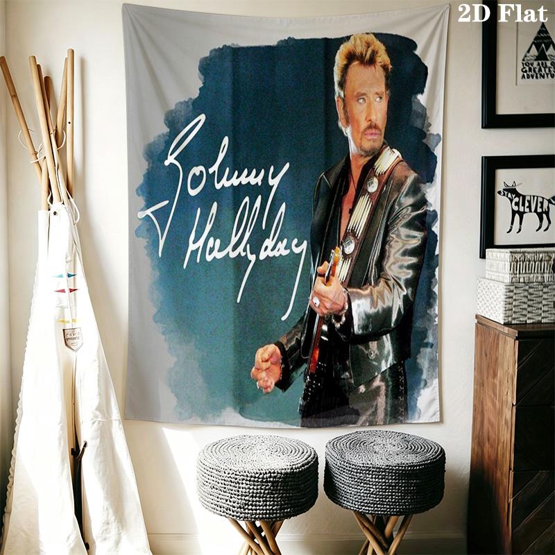 Johnny Hallyday Legend Music Tapestry Background Cloth Fashion Print Homestay Soft Decoration Tapestry Soft Wall Decoration