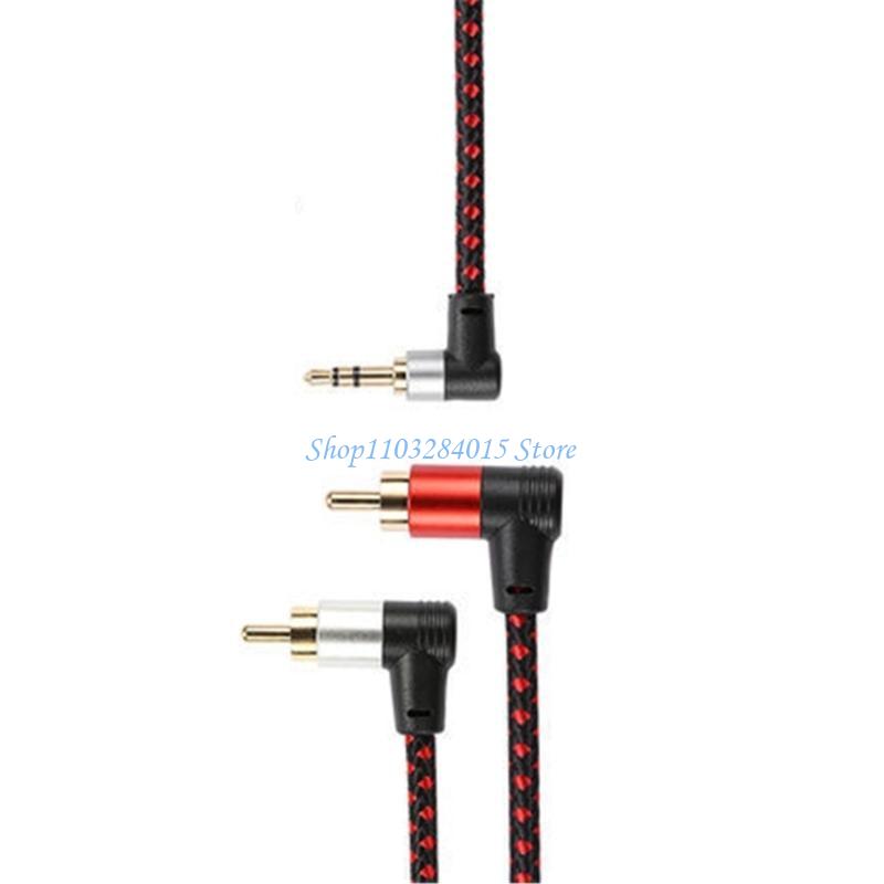 R6FF 90° RCA Cable Jacks 3.5mm to 2RCA Music Stereo Cable Male Splitter for TV PC