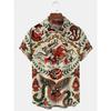 Мужская рубашка Hawaiian Cowboy с крутым цифровым принтом 3D размера плюс, мужская верхняя одежда Western America с карманом в винтажном стиле, летняя верхняя одежда