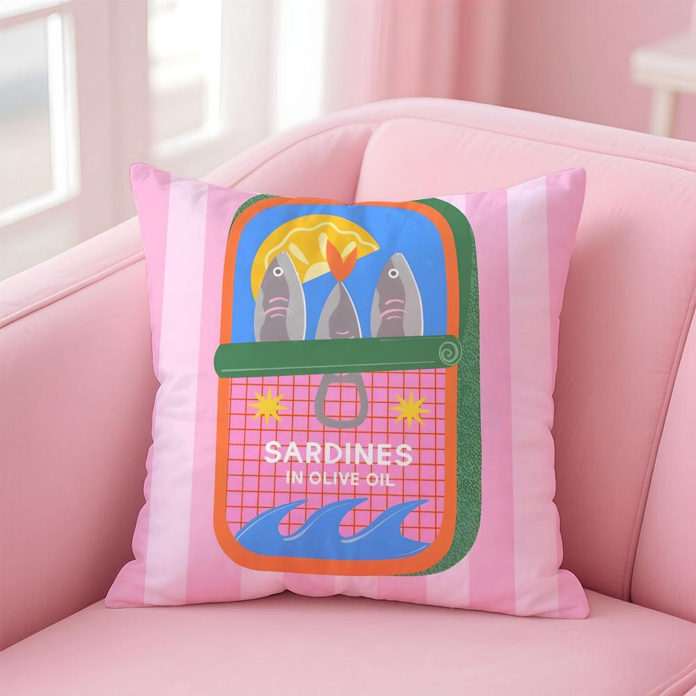 Colorful SardineS Fantasy Patterns Cushion Cover Pillowcase Short Plush Invisible zipper Room Sofa Cushion Cover