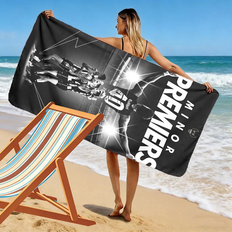 Collingwood Magpies Print Beach Towel, Large Soft Quick Dry Towel for Beach Camping Swimming