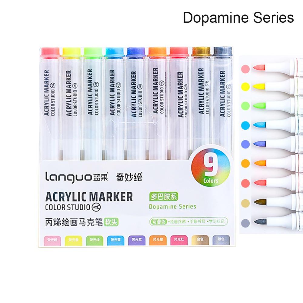 Quick Drying Acrylic Marker Pen 9-Colors Art Watercolor Pen Professional Colour Pen Graffiti