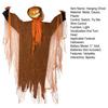 Halloween Hanging Pumpkin Ghost with Lighted Head Sound Rotating Motion Spooky Skeleton Props Outdoor Tree Porch Garden Party Decoration