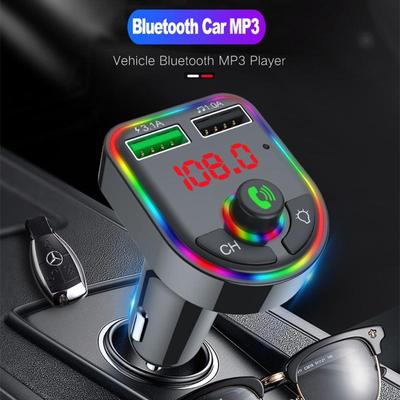 Автомобильное FM-зарядное устройство с двумя USB-портами и внешним освещением, MP3-плеер, Bluetooth-приемник Беспроводной аудиоприемник громкой связи USB для быстрой зарядки TF U Disk Play