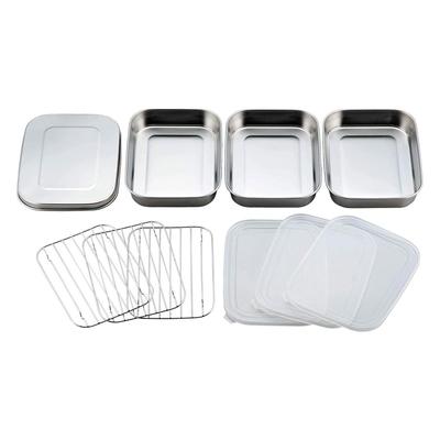 Shimomura Planning Набор из 10 жареных блюд, удобных для крышки, квадратной, мелкой, из нержавеющей стали, Mama Tsubame Sanjo 31552 [Сделано в Японии] Подготовка,