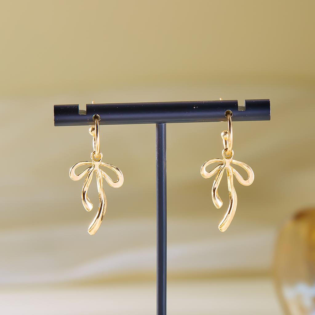 Minimalist Cute Small Bowkont Stud Earrings for Women Trendy Gold Plated Y2K Bow Earrings Piercing Ear Accessories Jewelry Gift