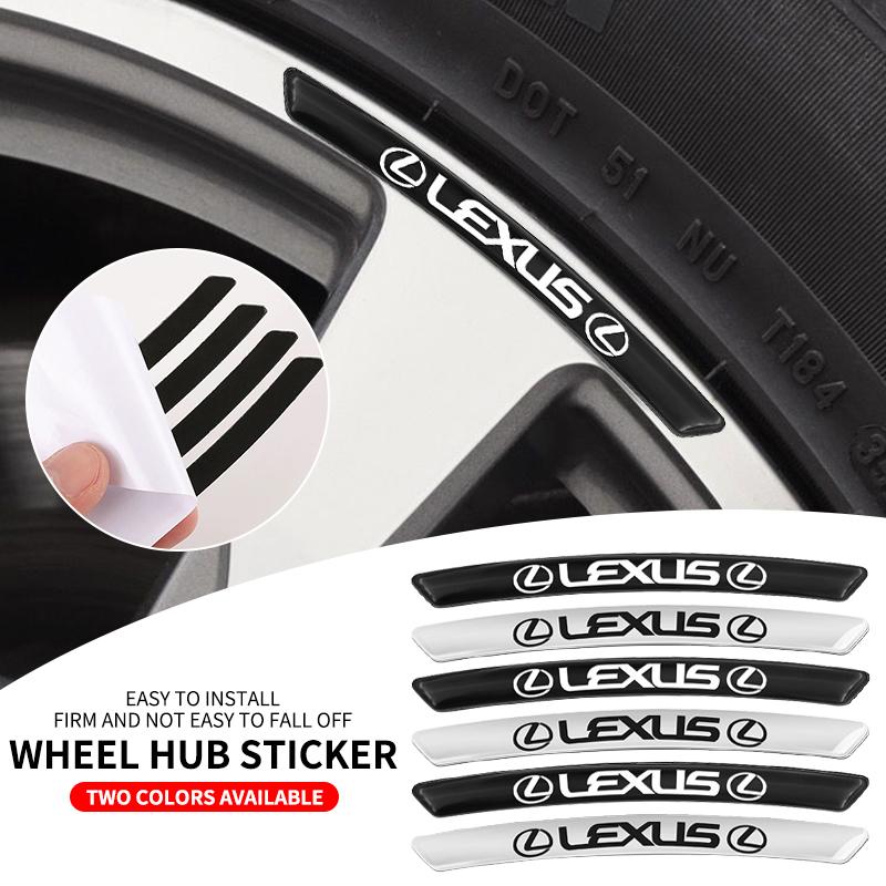 MMLU4 4pcs metal Car Wheel Hub Decoration Stickers For Lexus F-SPORT ES RX NX LS UX LM LX GX LC RZ IS CT GS RC HS SC TX L Accessories